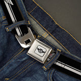 DODGE GARAGE Emblem Full Color Light Gray Black Seatbelt Belt - DODGE GARAGE Emblem Stripe Black/White Webbing
