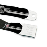 DODGE GARAGE Emblem Full Color Light Gray Black Seatbelt Belt - DODGE GARAGE Emblem Stripe Black/White Webbing
