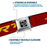 Dodge Hellcat Logo Full Color Black White Seatbelt Belt - Dodge SRT/Hellcat Logo Burgundy/Yellow Webbing