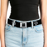 SRT Logo Full Color Black White Seatbelt Belt - Dodge Hellcat Logo Black/White Webbing