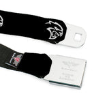 SRT Logo Full Color Black White Seatbelt Belt - Dodge Hellcat Logo Black/White Webbing
