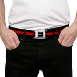 SRT Logo Full Color Black White Seatbelt Belt - Dodge Hellcat Stripe Logo Black/Red Webbing