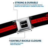 SRT Logo Full Color Black White Seatbelt Belt - Dodge Hellcat Stripe Logo Black/Red Webbing