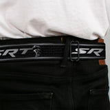 SRT Logo Full Color Black White Seatbelt Belt - Dodge SRT Hellcat Logo Stripe Black/Silver/White Webbing