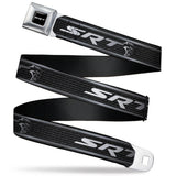 SRT Logo Full Color Black White Seatbelt Belt - Dodge SRT Hellcat Logo Stripe Black/Silver/White Webbing