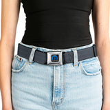 MOPAR Logo Full Color Black/Blue/White Seatbelt Belt - Black Panel Webbing