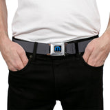 MOPAR Logo Full Color Black Blue White Seatbelt Belt - Charcoal Webbing