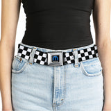 MOPAR Logo Full Color Black/Blue/White Seatbelt Belt - Checker Black/White Webbing