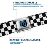 MOPAR Logo Full Color Black/Blue/White Seatbelt Belt - Checker Black/White Webbing