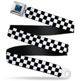 MOPAR Logo Full Color Black/Blue/White Seatbelt Belt - Checker Black/White Webbing