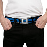 MOPAR Logo Full Color Black Blue White Seatbelt Belt - MOPAR Logo/Stripe Black/Blue Webbing