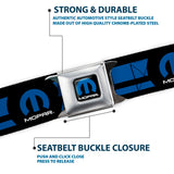 MOPAR Logo Full Color Black Blue White Seatbelt Belt - MOPAR Logo/Stripe Black/Blue Webbing