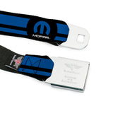 MOPAR Logo Full Color Black Blue White Seatbelt Belt - MOPAR Logo/Stripe Black/Blue Webbing