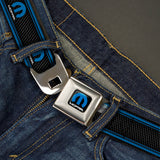 MOPAR Logo Full Color Black Blue White Seatbelt Belt - MOPAR Logo/Stripe/Grill Black/Grays/Blues Webbing