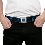 MOPAR Logo Full Color Black Blue White Seatbelt Belt - MOPAR Logo/Stripe/Grill Black/Grays/Blues Webbing