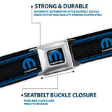 MOPAR Logo Full Color Black Blue White Seatbelt Belt - MOPAR Logo/Stripe/Grill Black/Grays/Blues Webbing