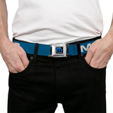 MOPAR Logo Full Color Black/Blue/White Seatbelt Belt - MOPAR Text Blue/White Webbing