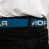 MOPAR Logo Full Color Black/Blue/White Seatbelt Belt - MOPAR Text Blue/White Webbing