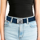 MOPAR Logo Full Color Black White Seatbelt Belt - Navy Webbing