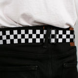 Black and White Checkered with MOPAR Logo Seatbelt Belt