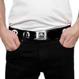 MOPAR Logo Full Color Black/White Seatbelt Belt - MOPAR Logo Repeat Black/White Webbing