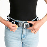 MOPAR Logo Full Color Black/White Seatbelt Belt - MOPAR Logo Repeat Black/White Webbing