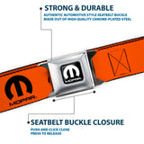 MOPAR Logo Full Color Black/White Seatbelt Belt - MOPAR Logo Repeat Orange/Black Webbing