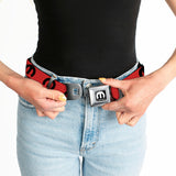 MOPAR Logo Full Color Black/White Seatbelt Belt - MOPAR Logo Repeat Red/Black Webbing