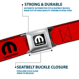 MOPAR Logo Full Color Black/White Seatbelt Belt - MOPAR Logo Repeat Red/Black Webbing