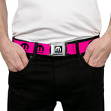 MOPAR Logo Full Color Black/White Seatbelt Belt - MOPAR Logo Repeat Hot Pink/Black Webbing