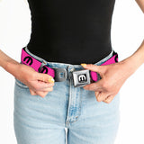 MOPAR Logo Full Color Black/White Seatbelt Belt - MOPAR Logo Repeat Hot Pink/Black Webbing