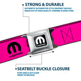 MOPAR Logo Full Color Black/White Seatbelt Belt - MOPAR Logo Repeat Hot Pink/Black Webbing