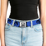 MOPAR Logo Full Color Black/White Seatbelt Belt - MOPAR Logo Repeat Blue/Black Webbing