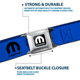 MOPAR Logo Full Color Black/White Seatbelt Belt - MOPAR Logo Repeat Blue/Black Webbing