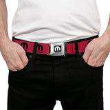 MOPAR Logo Full Color Black/White Seatbelt Belt - MOPAR Logo Repeat Fuchsia/Black Webbing