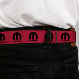 MOPAR Logo Full Color Black/White Seatbelt Belt - MOPAR Logo Repeat Fuchsia/Black Webbing
