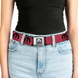 MOPAR Logo Full Color Black/White Seatbelt Belt - MOPAR Logo Repeat Fuchsia/Black Webbing
