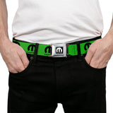 MOPAR Logo Full Color Black/White Seatbelt Belt - MOPAR Logo Repeat Green/Black Webbing