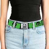 MOPAR Logo Full Color Black/White Seatbelt Belt - MOPAR Logo Repeat Green/Black Webbing
