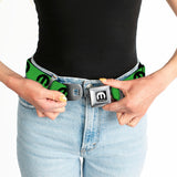 MOPAR Logo Full Color Black/White Seatbelt Belt - MOPAR Logo Repeat Green/Black Webbing