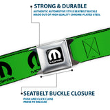 MOPAR Logo Full Color Black/White Seatbelt Belt - MOPAR Logo Repeat Green/Black Webbing
