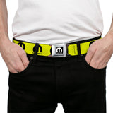 MOPAR Logo Full Color Black/White Seatbelt Belt - MOPAR Logo Repeat Yellow/Black Webbing