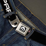 MOPAR Logo Full Color Black White Seatbelt Belt - MOPAR Text Black/White Webbing