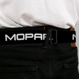 MOPAR Logo Full Color Black White Seatbelt Belt - MOPAR Text Black/White Webbing