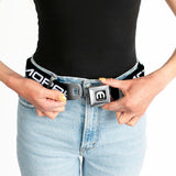 MOPAR Logo Full Color Black White Seatbelt Belt - MOPAR Text Black/White Webbing