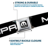 MOPAR Logo Full Color Black White Seatbelt Belt - MOPAR Text Black/White Webbing