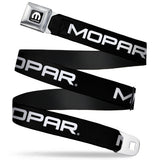 MOPAR Logo Full Color Black White Seatbelt Belt - MOPAR Text Black/White Webbing