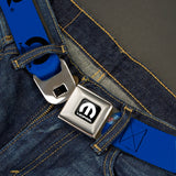 MOPAR Logo Full Color Black White Seatbelt Belt - MOPAR Text/Logo Blue/Black Webbing