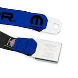 MOPAR Logo Full Color Black White Seatbelt Belt - MOPAR Text/Logo Blue/Black Webbing