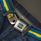 MOPAR 1937-1947 Logo Full Color Blue Yellow Red Seatbelt Belt - MOPAR 1937-1947 Logo-USE CHRYSLER ENGINEERED MOPAR PARTS AND ACCESSORIES/Paint Stripe Blue/Yellow/Red Webbing